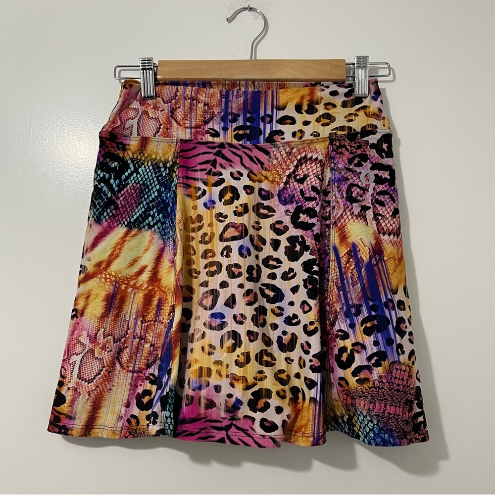 Multicolor Animal-Print A-Line Skort